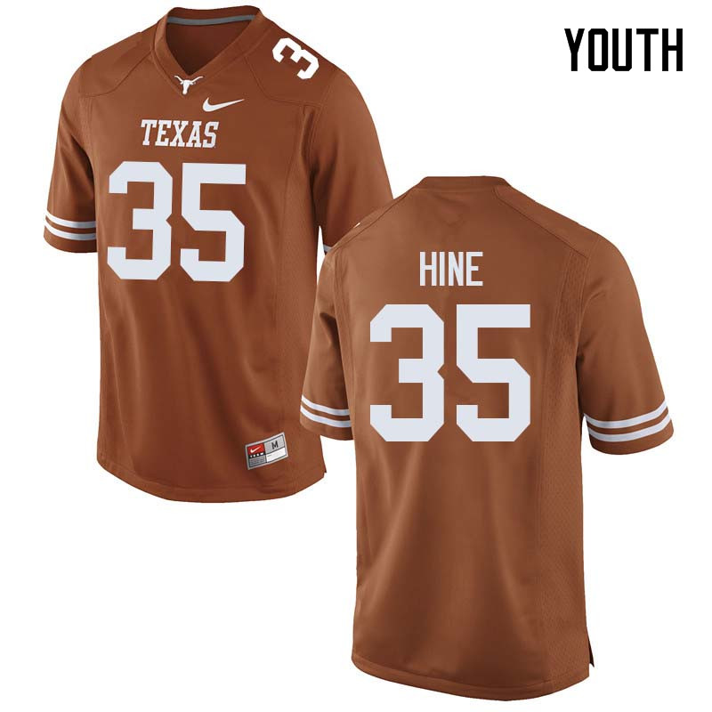 Youth #35 Russell Hine Texas Longhorns College Football Jerseys Sale-Orange